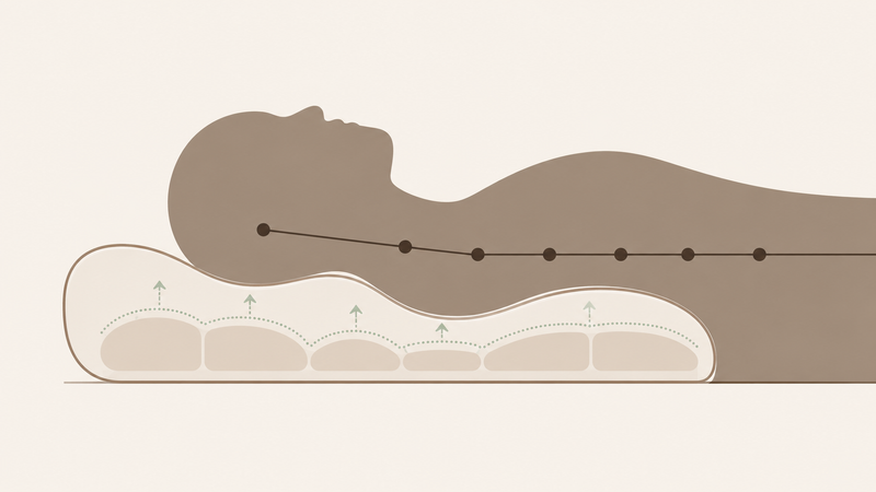 Diagram — neck cradled, spine neutral and level